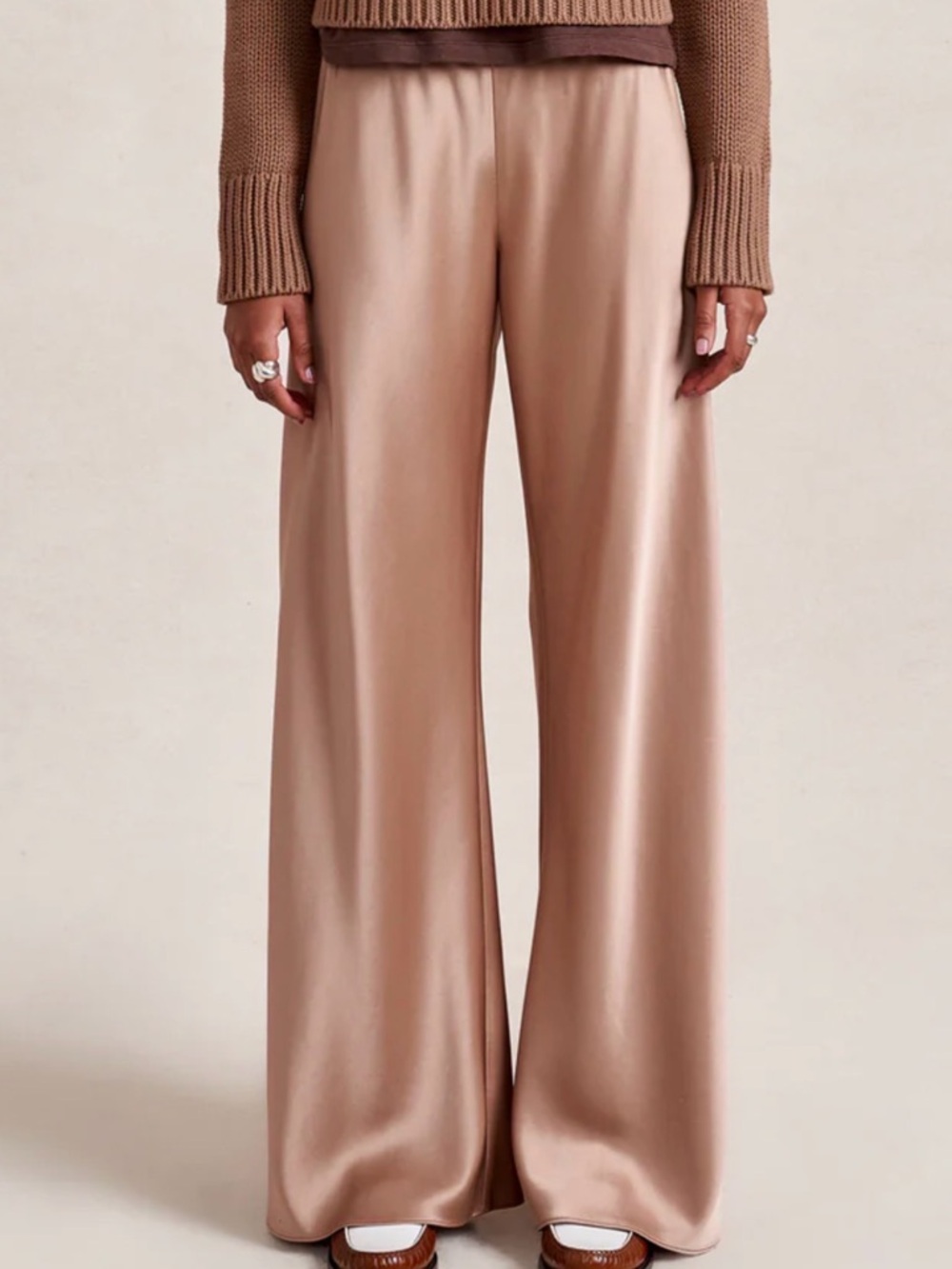 La Ligne Satin Colby Pants, Latte, Size M
Never worn!
